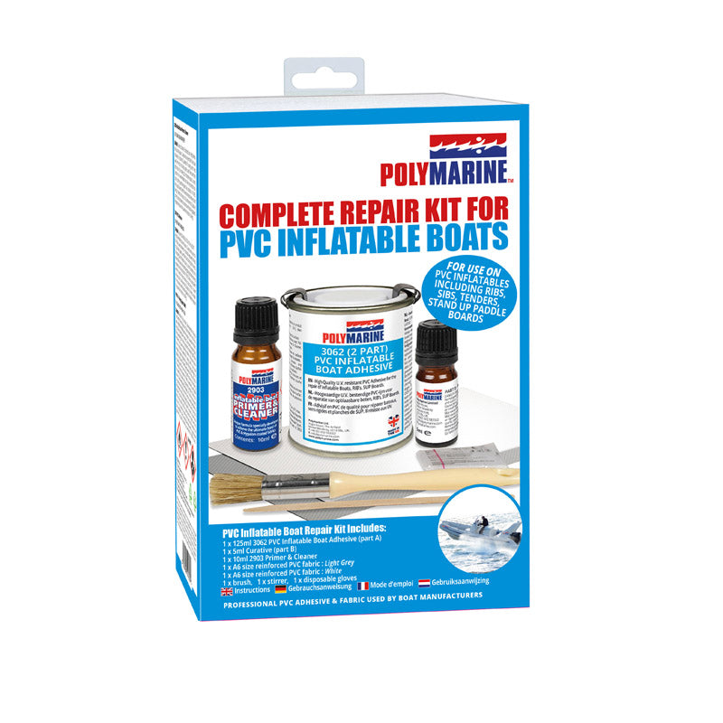 PolyMarine complete repair kit for PVC inflatable boats with glue