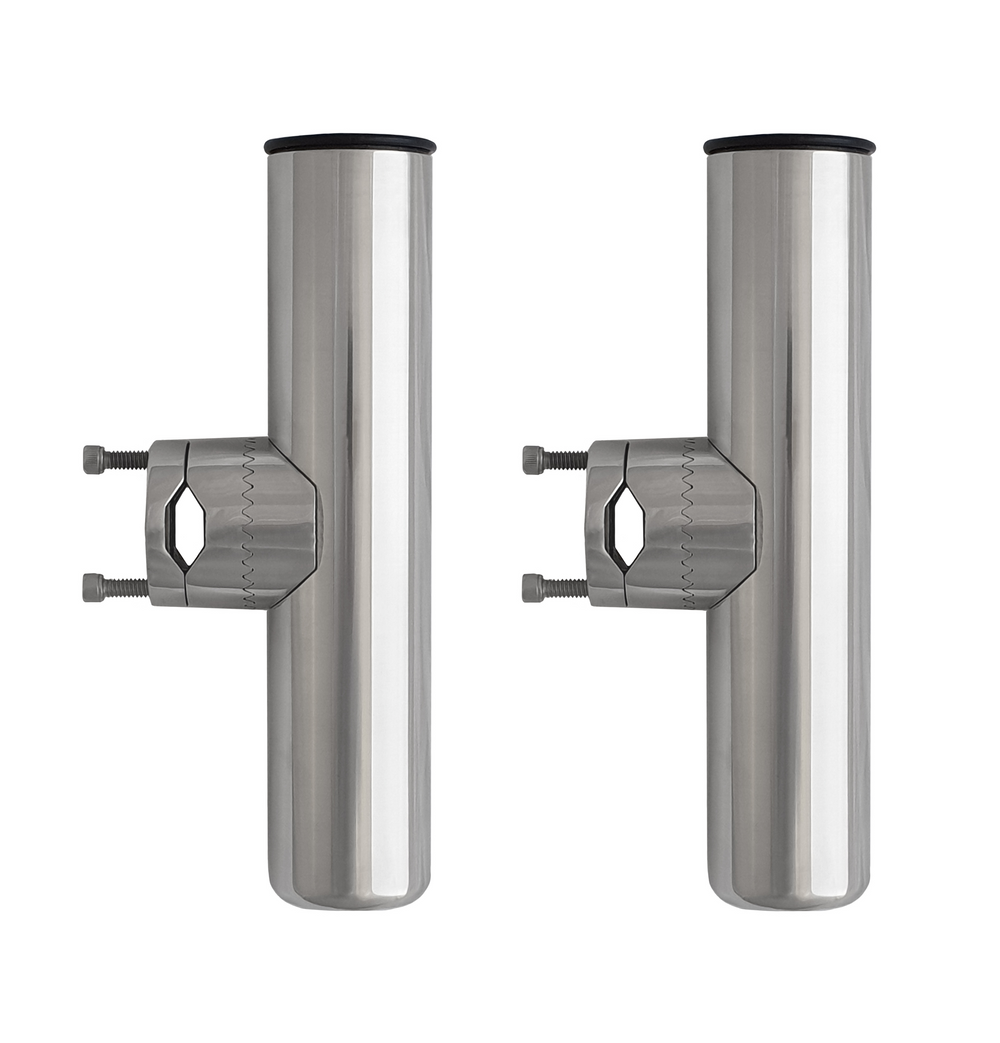 Rail Mount Rod Holder With Clamp 25.5 - 31mm rails, 316 Stainless - Rockboat Marine