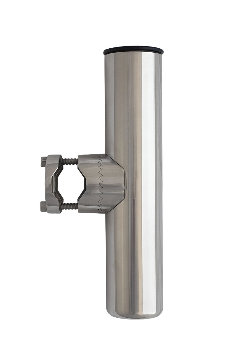 Rail Mount Rod Holder With Clamp 25.5 - 31mm rails, 316 Stainless - Rockboat Marine