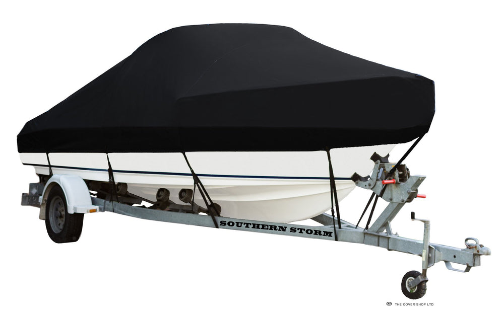 Boat Covers, Cabin with Bow Rails - Black or Navy Blue - Rockboat Marine