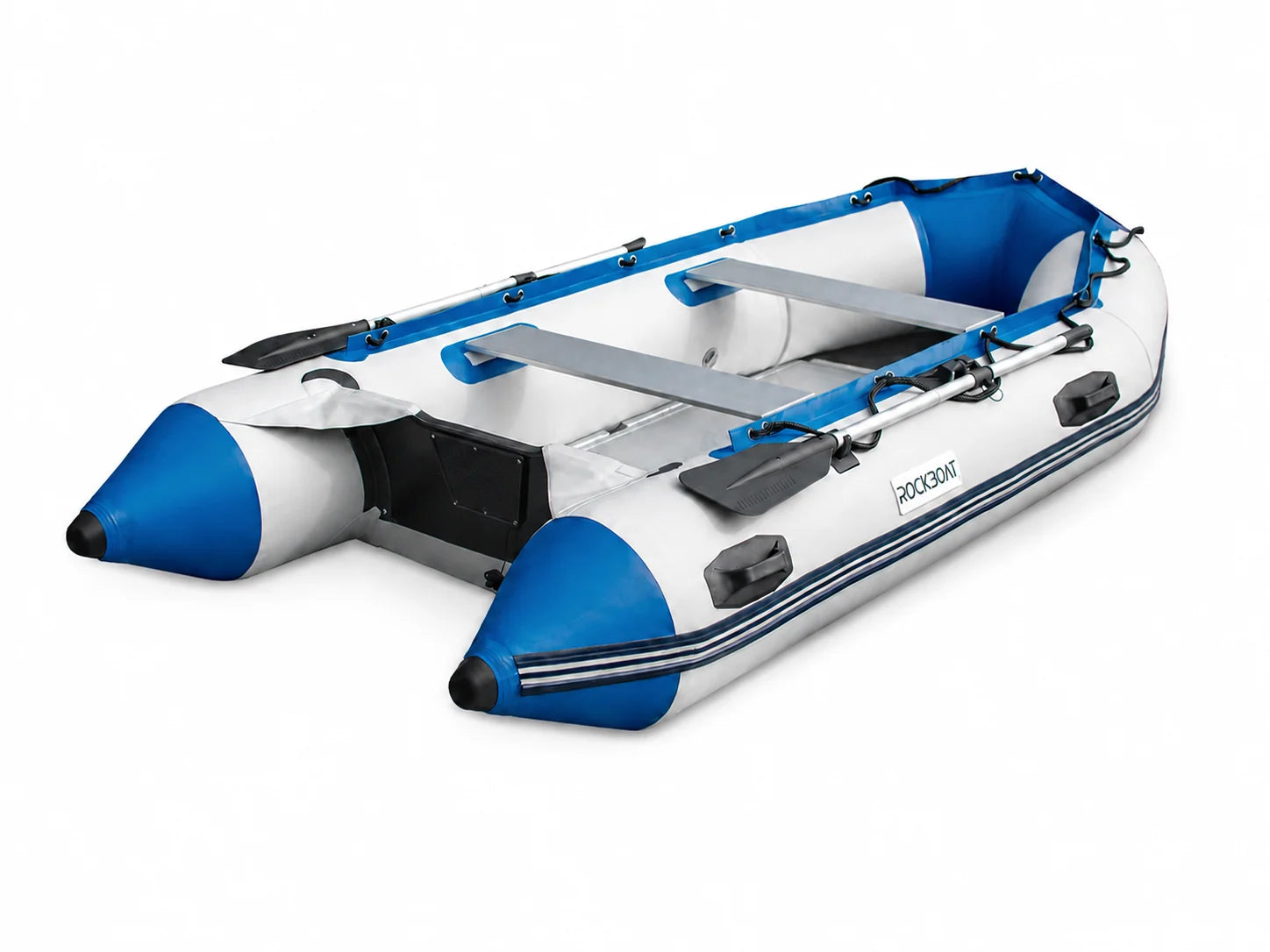 Grey and blue Rockboat Sport inflatable boat
